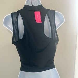 Black Sleeveless Mesh Top